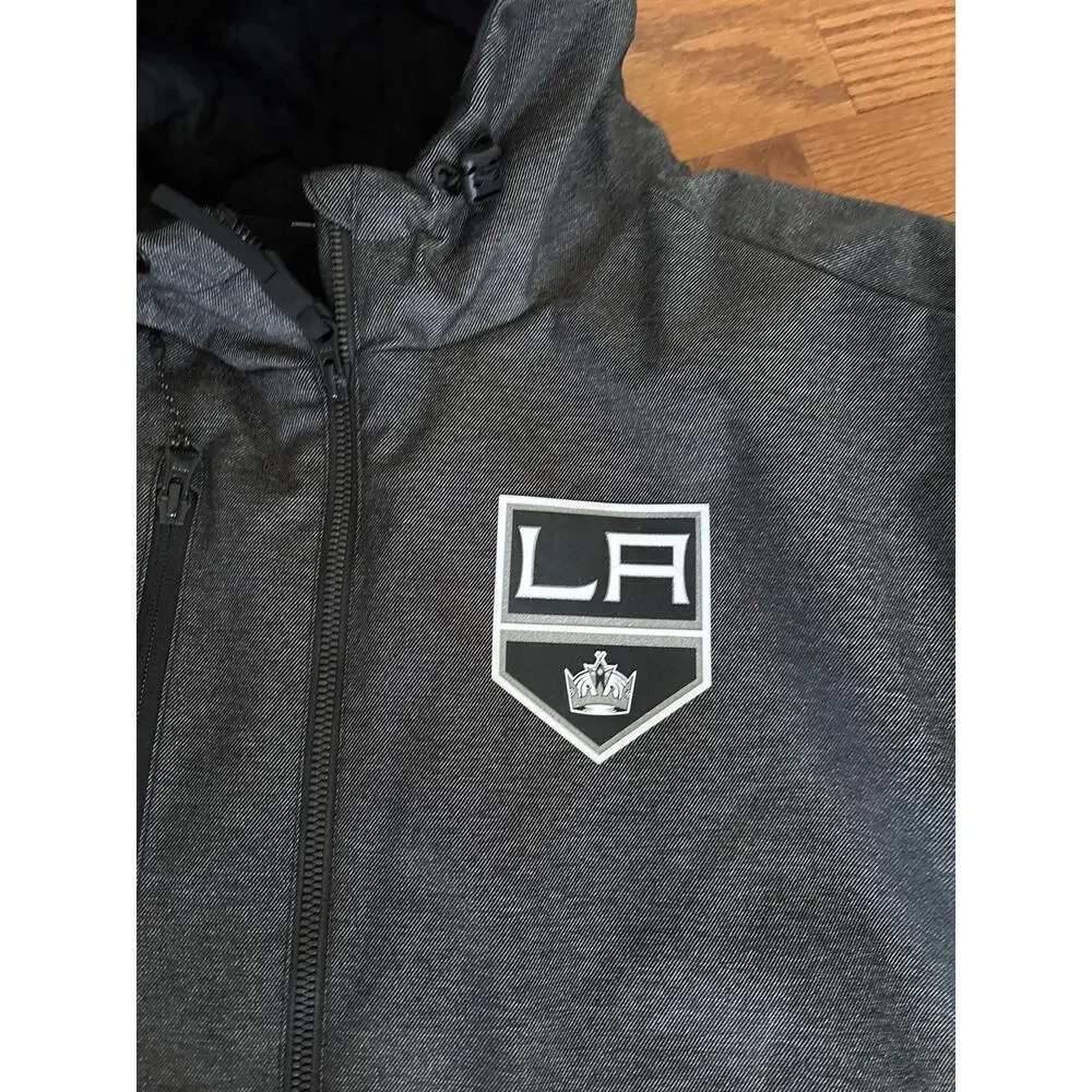Los Angeles Kings Adidas NHL Puffer Jacket Mens S‎ Full Zip Dark Gray Climaproof